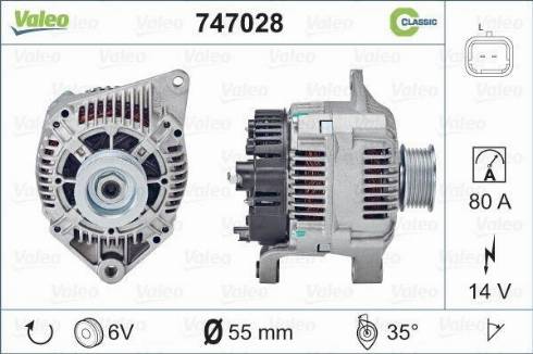 Valeo 747028 - Alternator autospares.lv