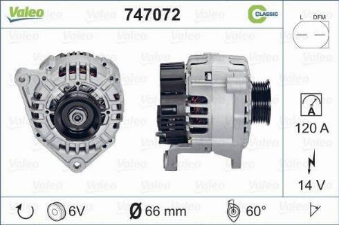 Valeo 747072 - Alternator autospares.lv