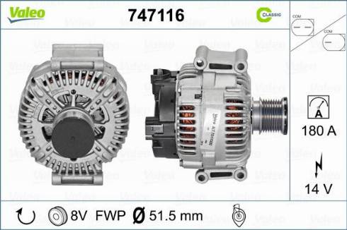 Valeo 747116 - Alternator autospares.lv