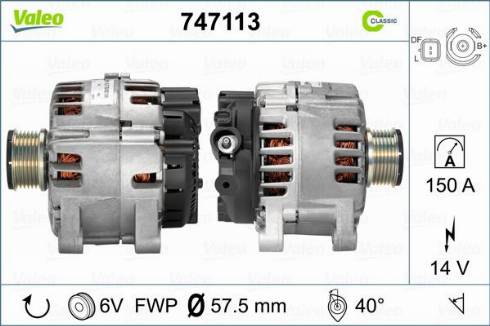 Valeo 747113 - Alternator autospares.lv