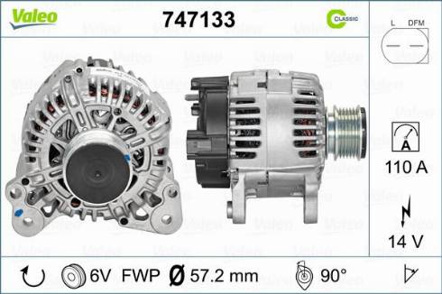 Valeo 747133 - Alternator autospares.lv