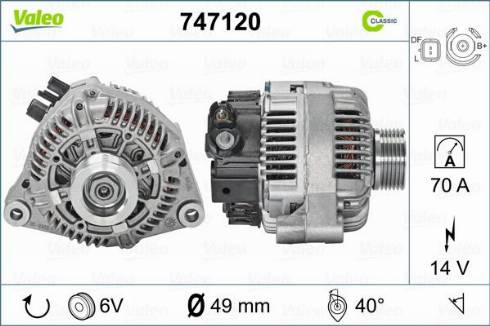 Valeo 747120 - Alternator autospares.lv