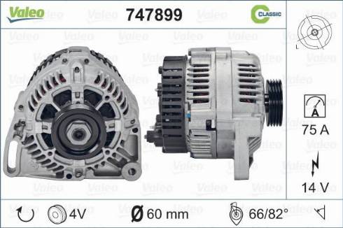 Valeo 747899 - Alternator autospares.lv