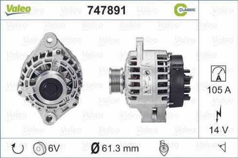 Valeo 747891 - Alternator autospares.lv