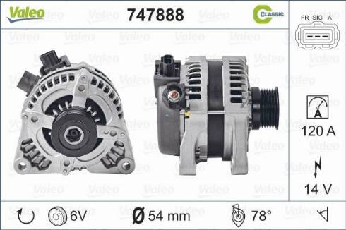 Valeo 747888 - Alternator autospares.lv