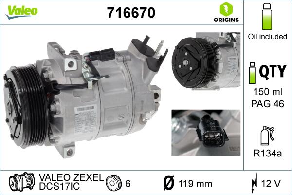 Valeo 716670 - Compressor, air conditioning autospares.lv