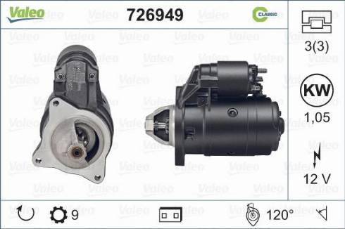 Valeo 726949 - Starter autospares.lv