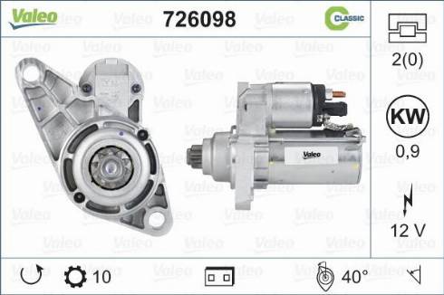 Valeo 726098 - Starter autospares.lv