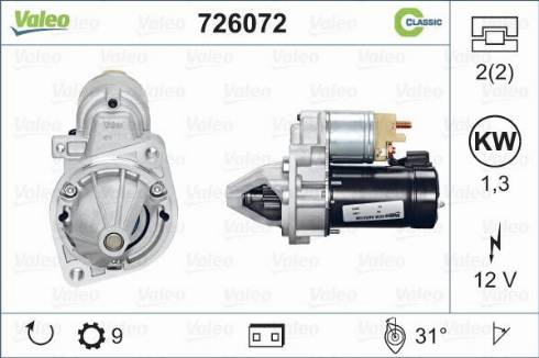 Valeo 726072 - Starter autospares.lv