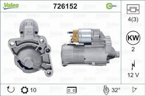 Valeo 726152 - Starter autospares.lv