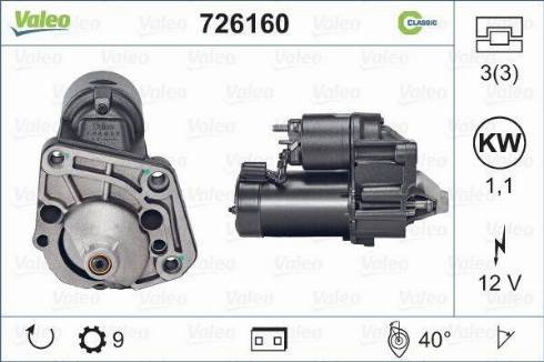 Valeo 726160 - Starter autospares.lv