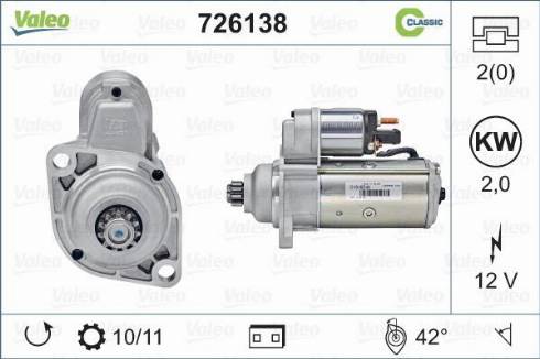 Valeo 726138 - Starter autospares.lv