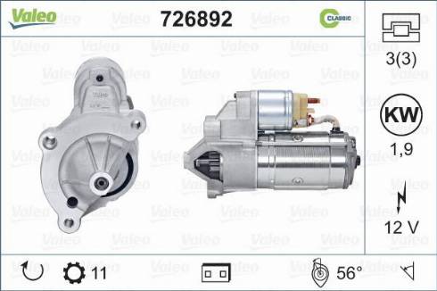 Valeo 726892 - Starter autospares.lv