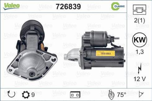 Valeo 726839 - Starter autospares.lv