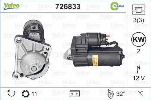 Valeo 726833 - Starter autospares.lv