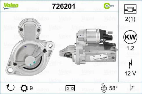 Valeo 726201 - Starter autospares.lv