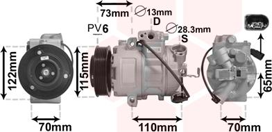 Van Wezel 4901K701 - Compressor, air conditioning autospares.lv