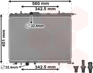 Van Wezel 40002001 - Radiator, engine cooling autospares.lv