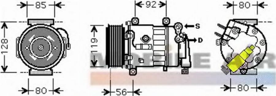 Van Wezel 4000K328 - Compressor, air conditioning autospares.lv