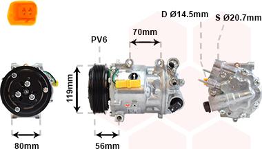 Van Wezel 4000K322 - Compressor, air conditioning autospares.lv