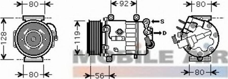 Van Wezel 4000K327 - Compressor, air conditioning autospares.lv