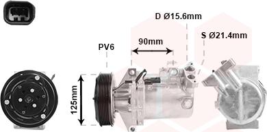 Van Wezel 4300K495 - Compressor, air conditioning autospares.lv