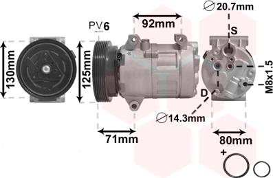 Van Wezel 4300K441 - Compressor, air conditioning autospares.lv