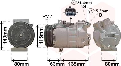 Van Wezel 4300K486 - Compressor, air conditioning autospares.lv