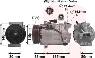 Van Wezel 4300K487 - Compressor, air conditioning autospares.lv