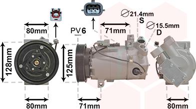 Van Wezel 4300K636 - Compressor, air conditioning autospares.lv