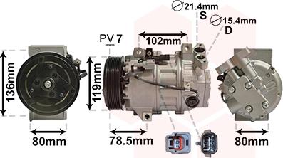 Van Wezel 4300K620 - Compressor, air conditioning autospares.lv