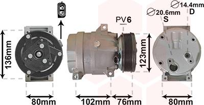 Van Wezel 4300K069 - Compressor, air conditioning autospares.lv