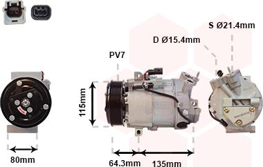 Van Wezel 4300K394 - Compressor, air conditioning autospares.lv