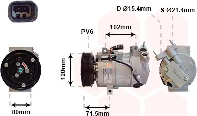 Van Wezel 4300K393 - Compressor, air conditioning autospares.lv