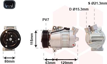 Van Wezel 4300K384 - Compressor, air conditioning autospares.lv