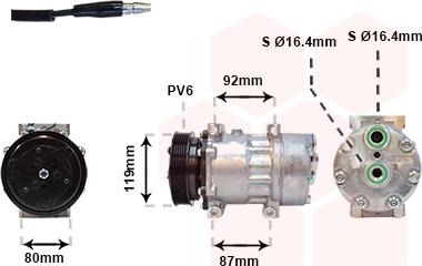 Van Wezel 4300K283 - Compressor, air conditioning autospares.lv