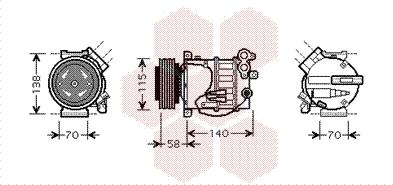 Van Wezel 5900K144 - Compressor, air conditioning autospares.lv