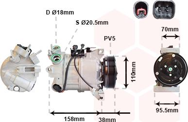 Van Wezel 5900K143 - Compressor, air conditioning autospares.lv