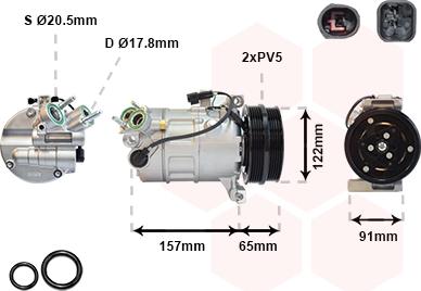 Van Wezel 5901K700 - Compressor, air conditioning autospares.lv