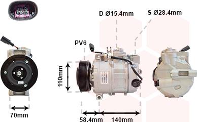 Van Wezel 5800K265 - Compressor, air conditioning autospares.lv