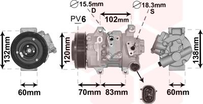 Van Wezel 5300K627 - Compressor, air conditioning autospares.lv