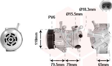 Van Wezel 5300K720 - Compressor, air conditioning autospares.lv