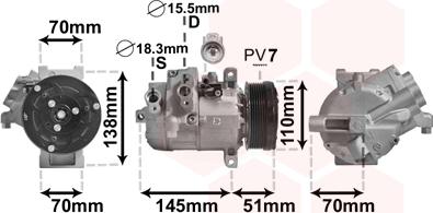 Van Wezel 5200K140 - Compressor, air conditioning autospares.lv