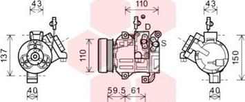 Van Wezel 5200K129 - Compressor, air conditioning autospares.lv