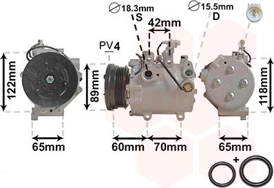 Van Wezel 5200K125 - Compressor, air conditioning autospares.lv