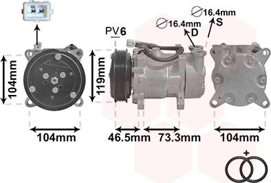 Van Wezel 0900K030 - Compressor, air conditioning autospares.lv