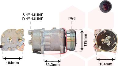 Van Wezel 0900K176 - Compressor, air conditioning autospares.lv