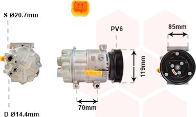 Van Wezel 0900K253 - Compressor, air conditioning autospares.lv