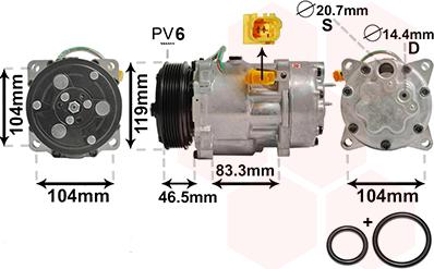 Van Wezel 0900K201 - Compressor, air conditioning autospares.lv