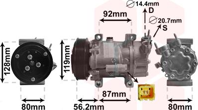 Van Wezel 0900K214 - Compressor, air conditioning autospares.lv